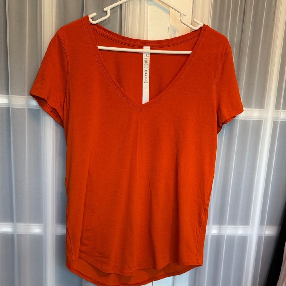 Lululemon Athletica Vibrant Orange V-Neck Tee